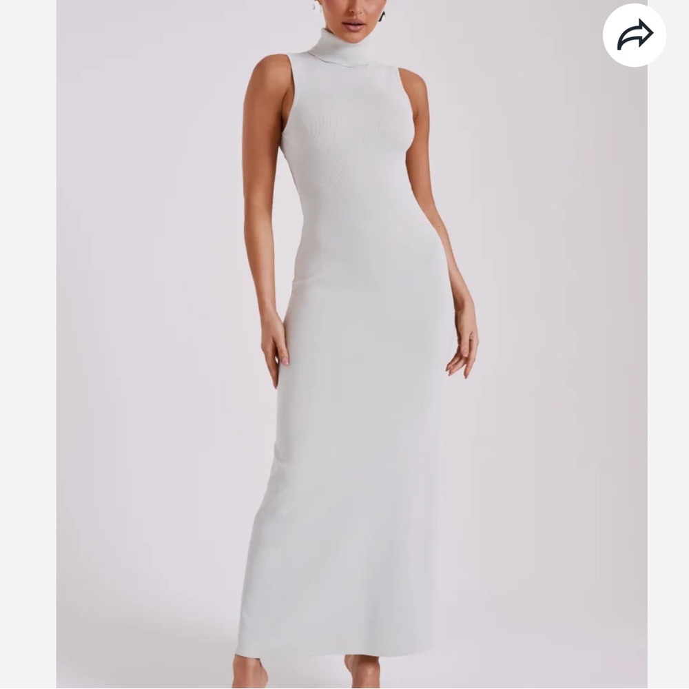 MESHKI Louisa High Neck Knit Maxi Dress - Ice Grey